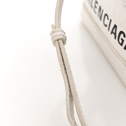 Balenciaga Calfskin Logo Crocodile Embossed Mini Ville Top Handle Bag White Black 17 of 18