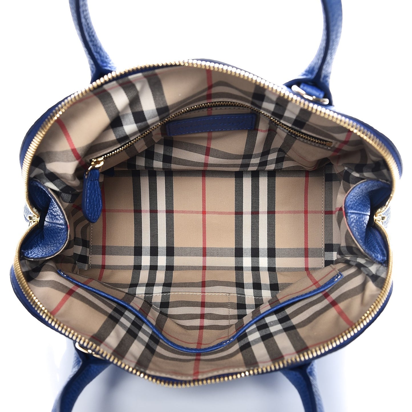 London Grainy Calfskin Small Greenwood Bowling Bag Brilliant Blue