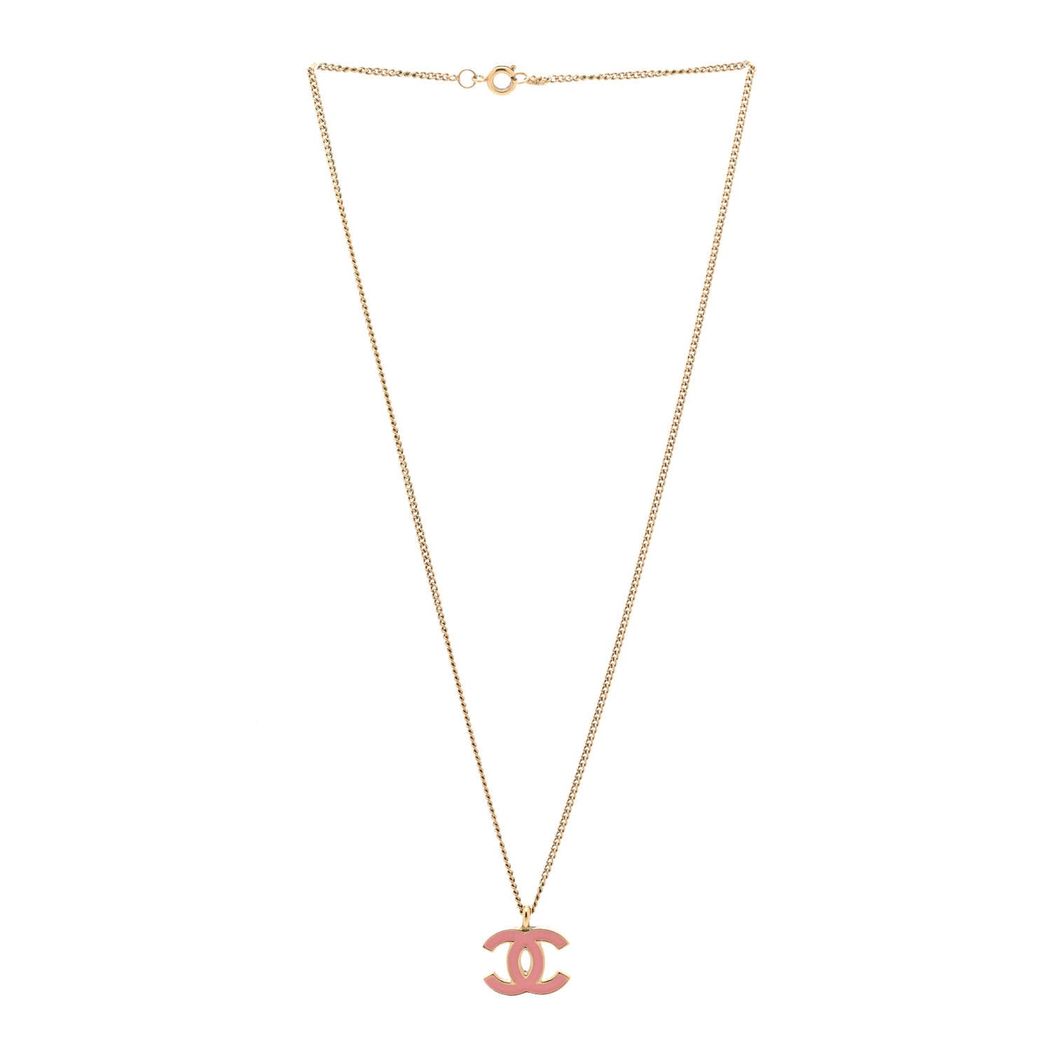 Chanel Enamel CC Pendant Necklace Pink Gold 3 of 5