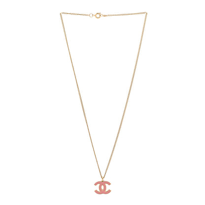 Chanel Enamel CC Pendant Necklace Pink Gold 3 of 5