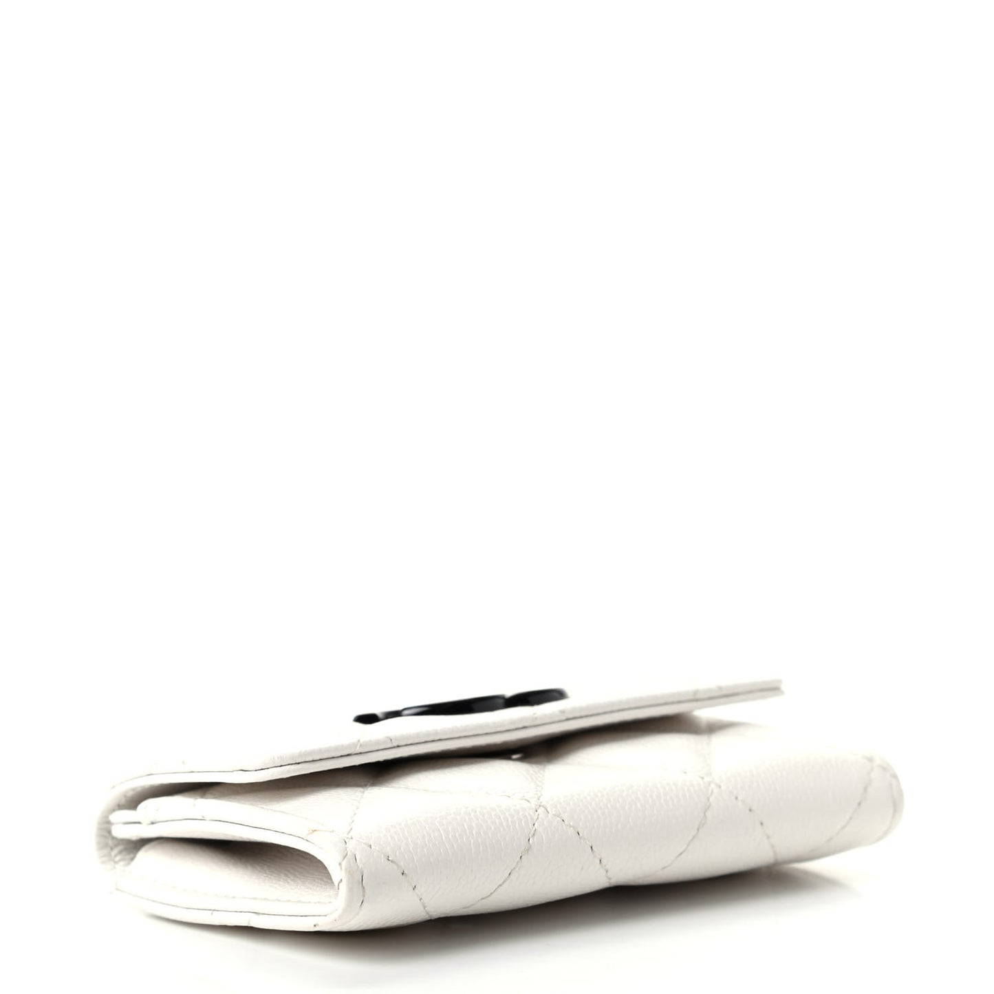 Caviar Quilted My Everything Flap Card Holder White