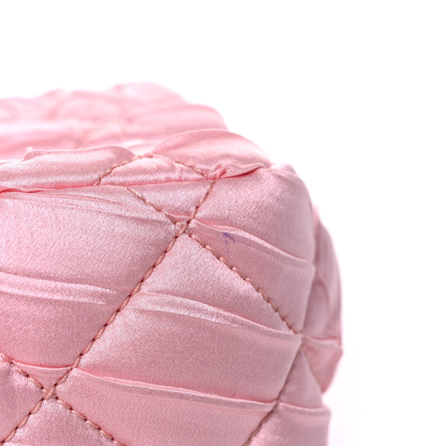 Satin Quilted Pleated Medium Single Flap Pink