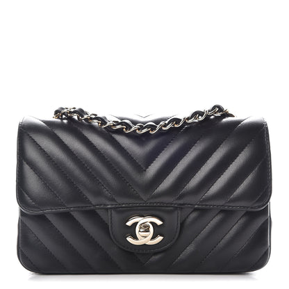 Chanel Lambskin Chevron Quilted Mini Rectangular Flap Black 1 of 17