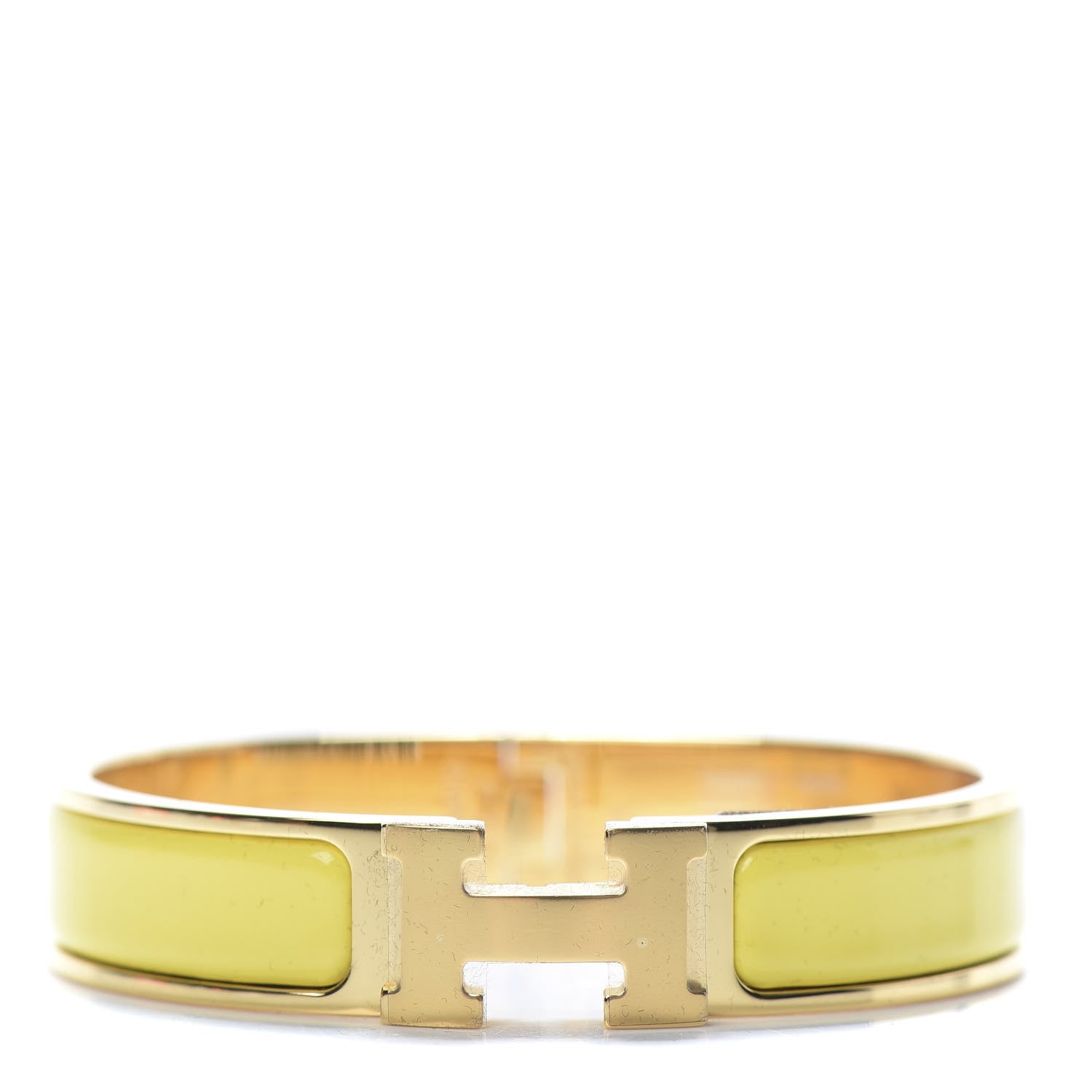 Hermes Enamel Narrow Clic Clac H Bracelet PM Jaune Tennis 1 of 6