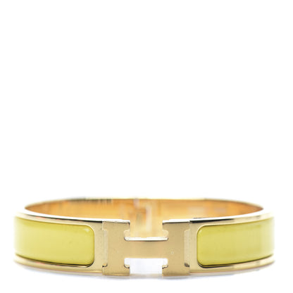 Hermes Enamel Narrow Clic Clac H Bracelet PM Jaune Tennis 1 of 6
