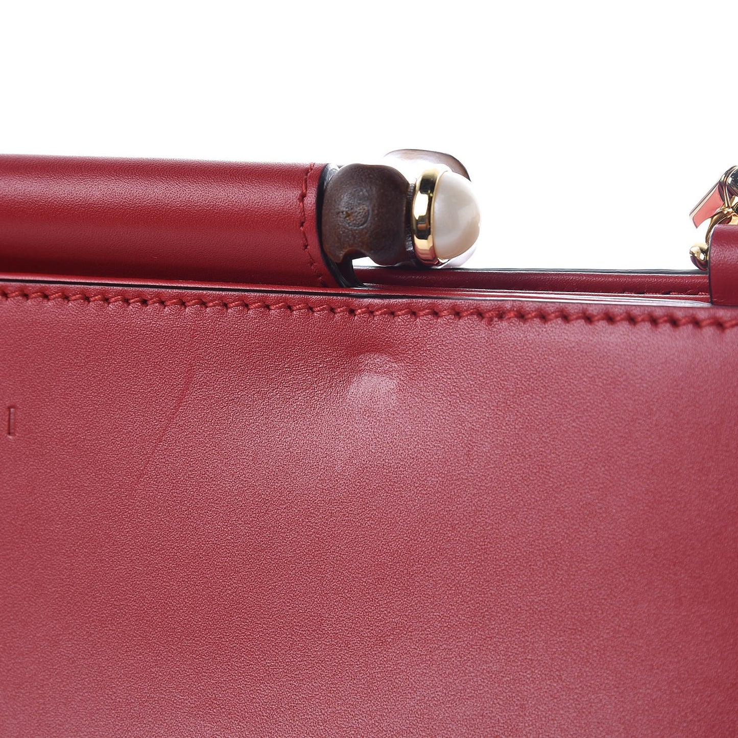 Nappa Bamboo Web Medium Nymphaea Top Handle Bag Hibiscus Red