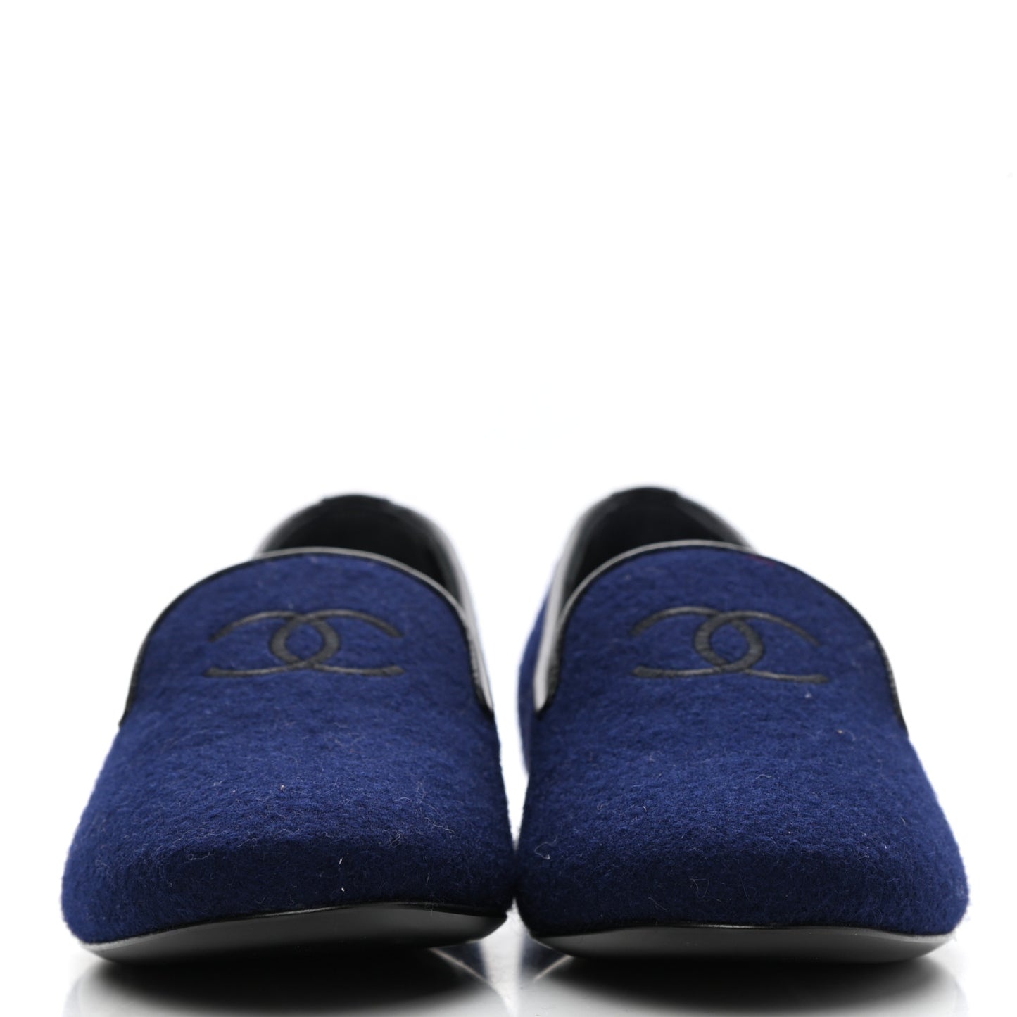 Fabric Lambskin Womens CC Mocassin Loafers 37 Navy Black