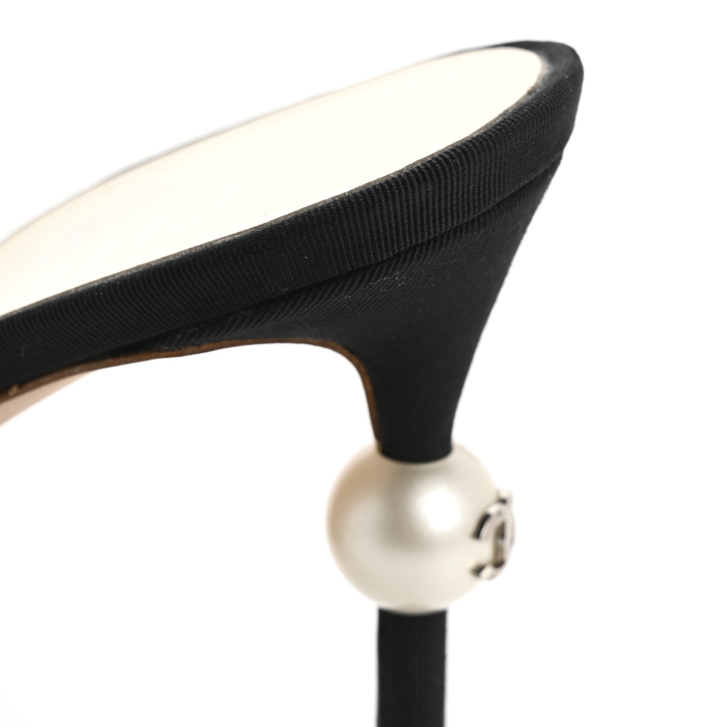 Chanel Patent Lambskin Grosgrain Cap Toe Pearl Mule 36.5 Ecru Black 12 of 14