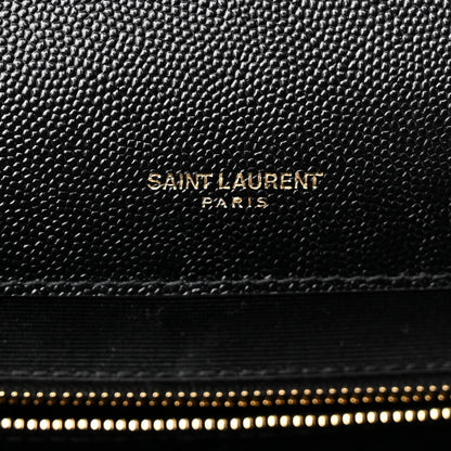 Saint Laurent Grain De Poudre Textured Mixed Matelasse Large Triquilt Monogram Satchel Black 5 of 10