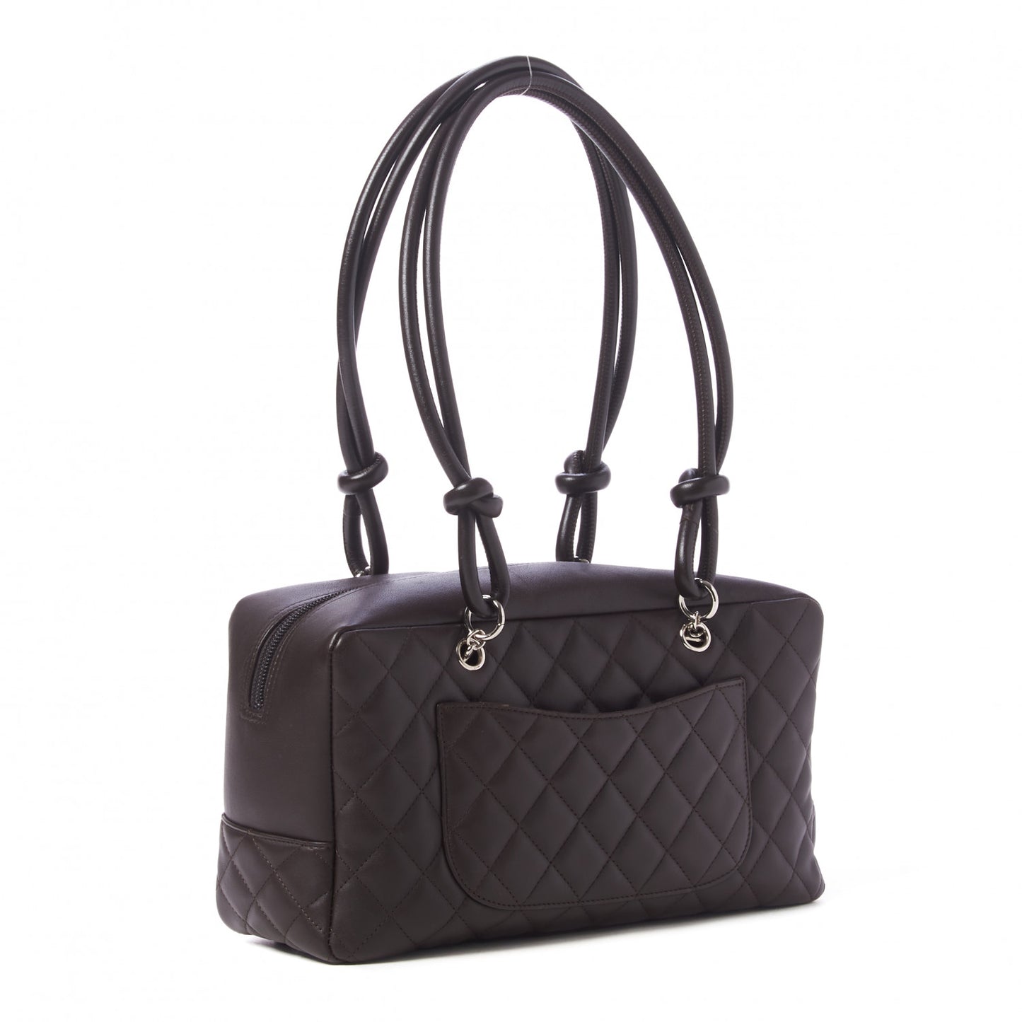 Calfskin Quilted Cambon Large Bowler Brown Beige