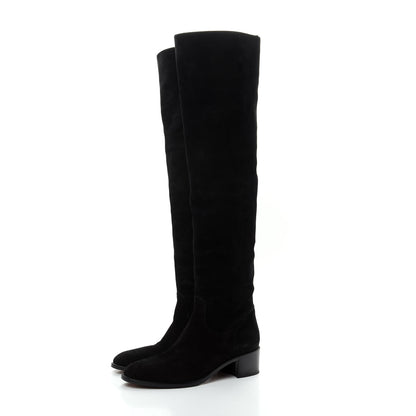 Christian Dior Suede Global Knee High Boots 37 Black 3 of 10