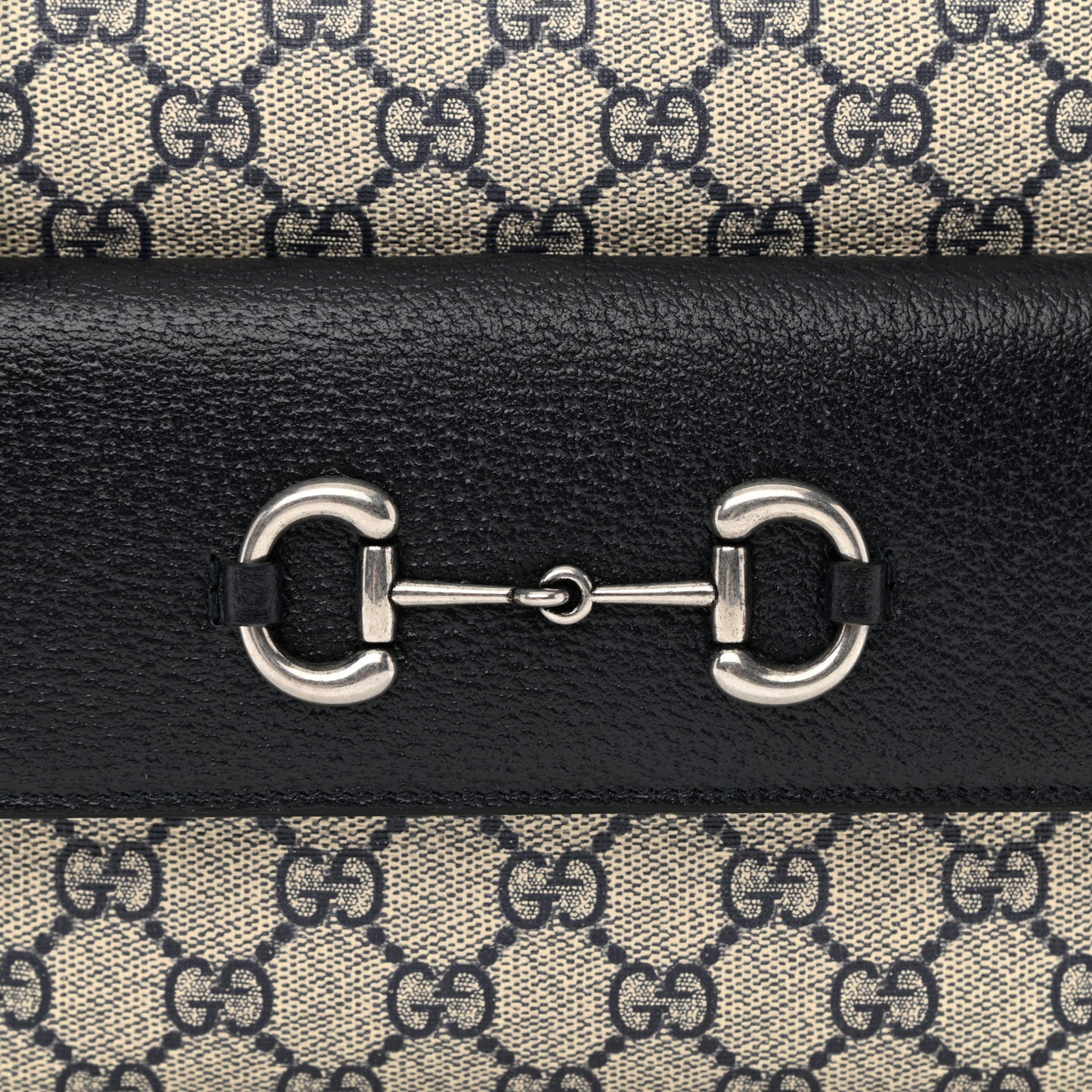 GG Supreme Monogram Textured Dollar Calfskin Small Horsebit 1955 Shoulder Bag Beige Blue