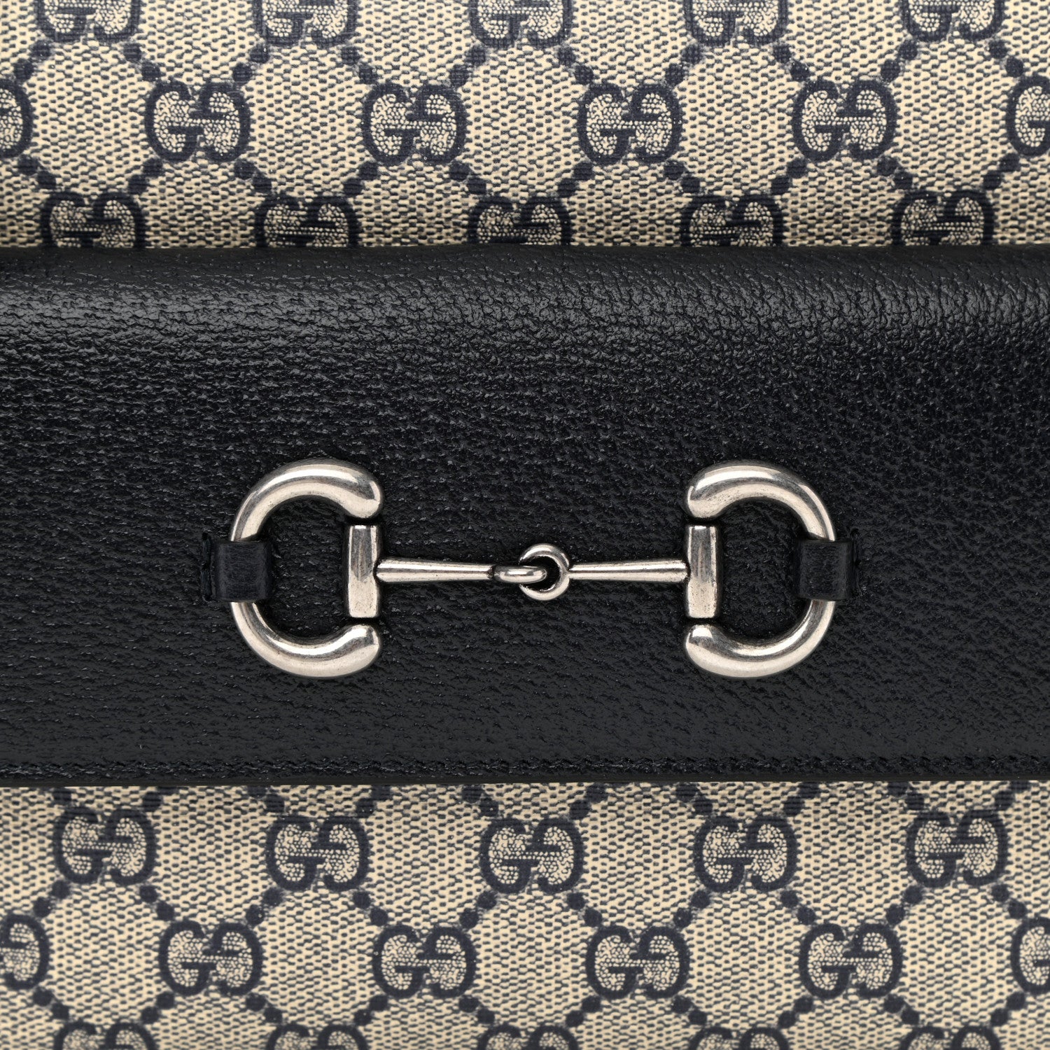 Gucci GG Supreme Monogram Textured Dollar Calfskin Small Horsebit 1955 Shoulder Bag Beige Blue 7 of 7