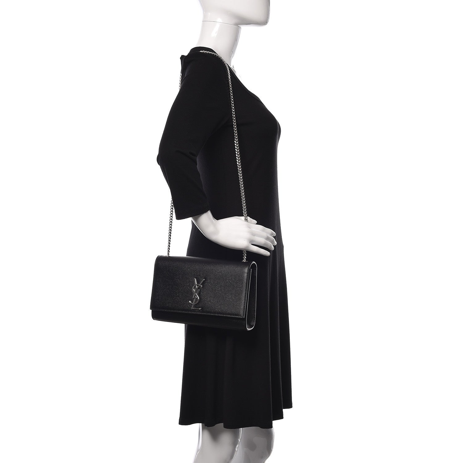 Saint Laurent Grain De Poudre Medium Classic Monogram Kate Satchel Black 2 of 9