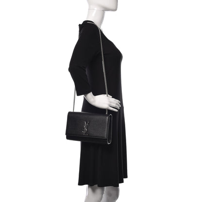Saint Laurent Grain De Poudre Medium Classic Monogram Kate Satchel Black 2 of 9