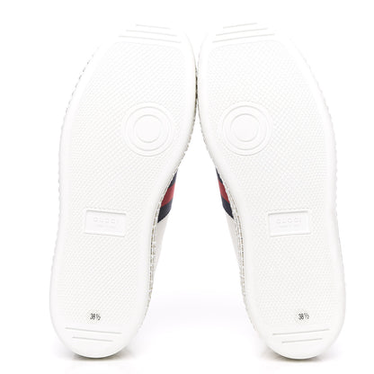 Gucci Calfskin Crystal Web Bee Embroidered Womens Ace Platform Sneakers 38.5 White 5 of 9