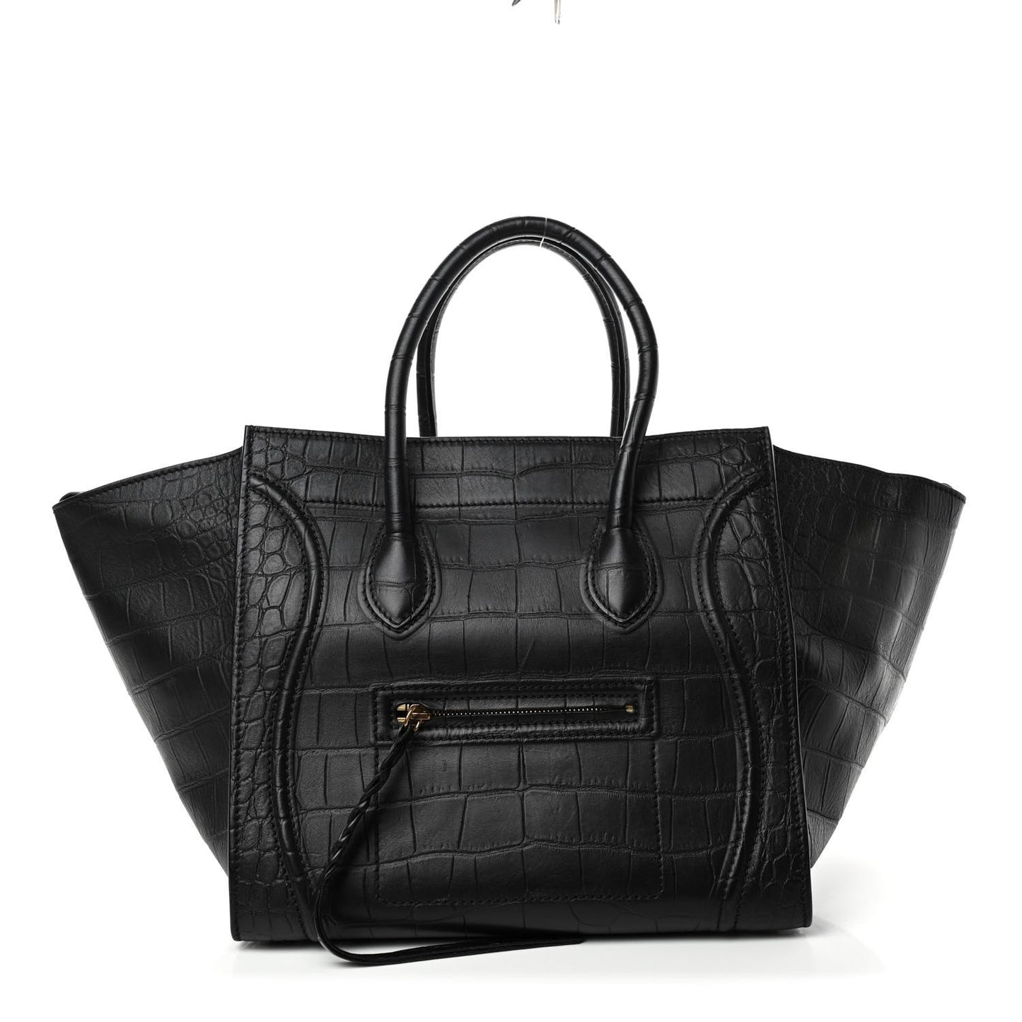 Crocodile Embossed Calfskin Medium Phantom Luggage Black