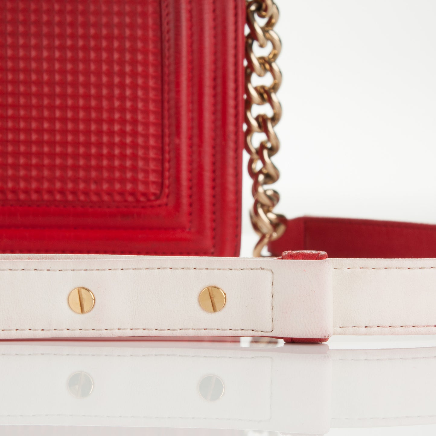 Lambskin Embossed Small Cube Boy Flap Red