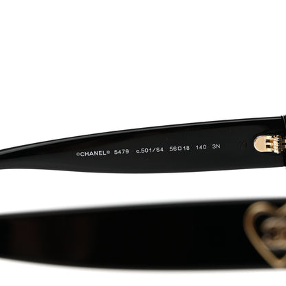 Chanel Acetate Square Heart Sunglasses 5479 Black 6 of 8