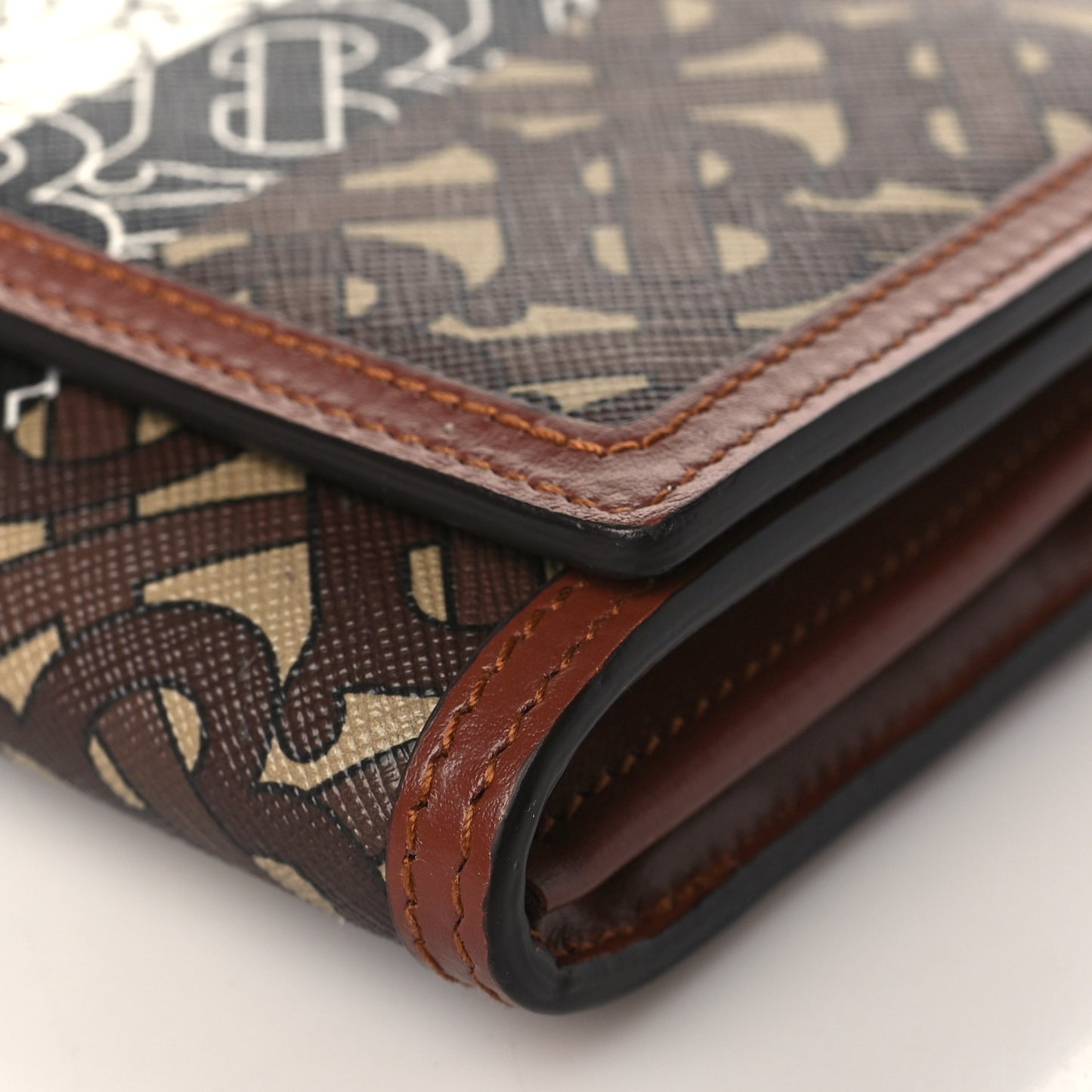 E-Canvas Monogram Stripe Hannah Wallet Bridle Brown