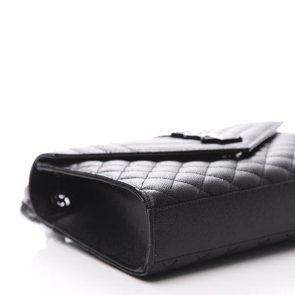 Saint Laurent Grain De Poudre Textured Mixed Matelasse Triquilt Medium Monogram Satchel Black 7 of 15