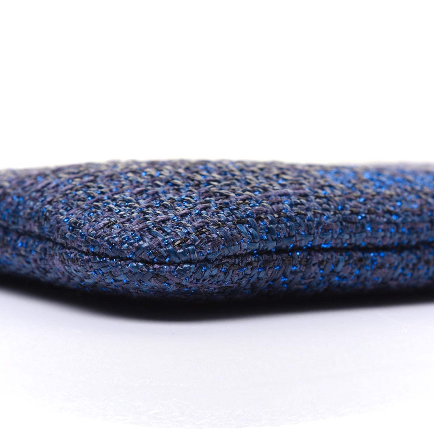 Woven Straw Raffia Deauville Cosmetic Pouch Blue