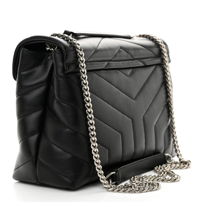 Saint Laurent Calfskin Y Quilted Monogram Small Loulou Chain Satchel Black 3 of 10