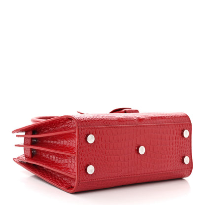 Saint Laurent Calfskin Crocodile Embossed Nano Sac De Jour Red 4 of 13
