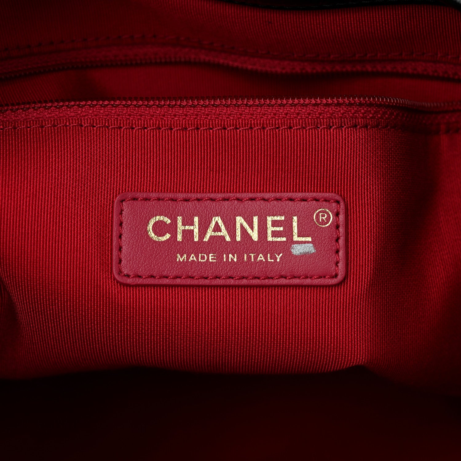 Chanel Shiny Aged Calfskin CC Chain Drawstring Bag Black 6 of 10