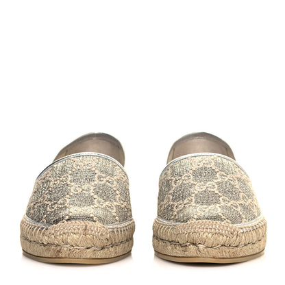 Gucci Lame Nappa GG Monogram Espadrilles 39.5 Silver Beige 2 of 9
