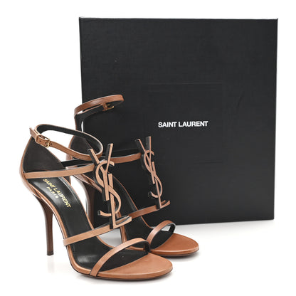 Saint Laurent Calfskin Cassandra 100 Sandals 37.5 Gold Brown 10 of 10