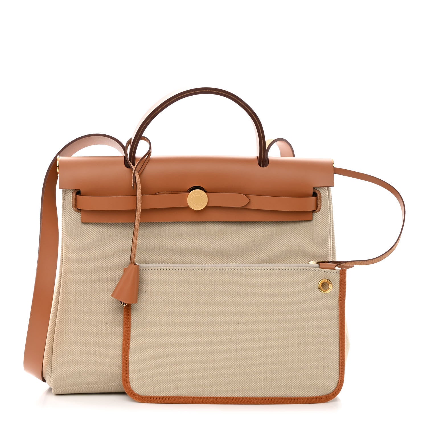 Hermes Vache Hunter Criss Viking Herbag Zip Retourne 31 PM Ecru Beige Naturel 1 of 13