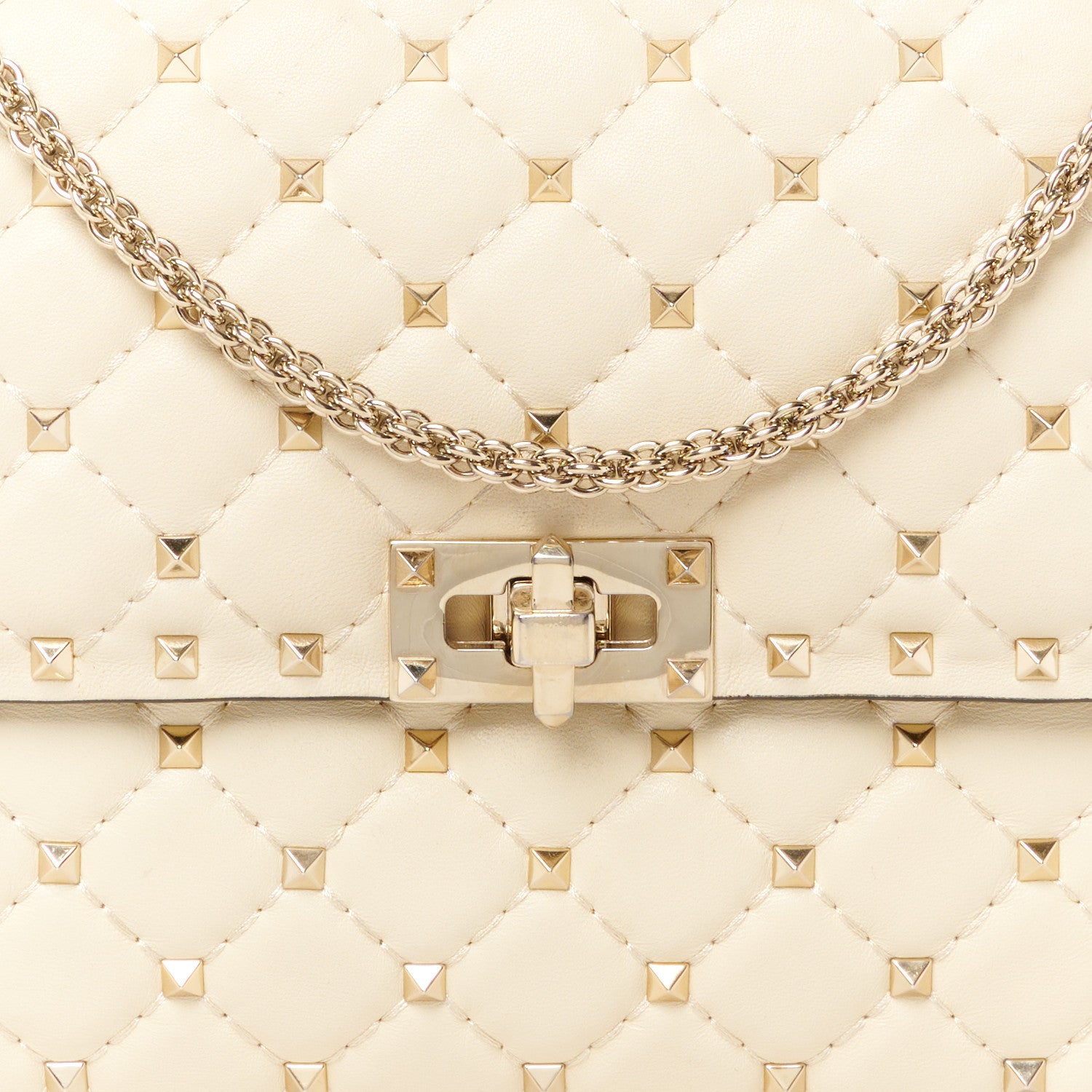 Valentino Garavani Nappa Large Rockstud Spike Shoulder Bag Light Ivory 8 of 12