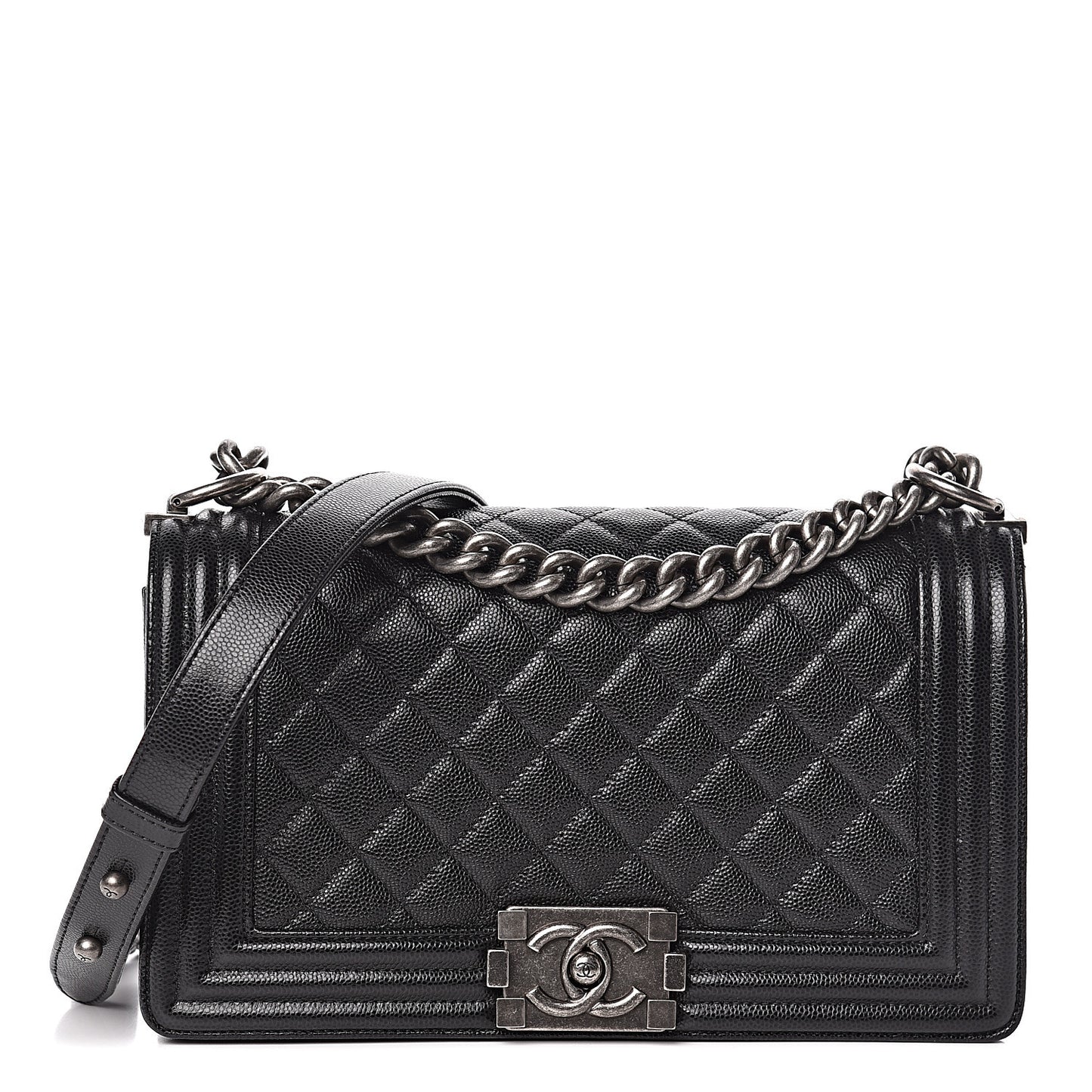 Caviar Quilted Medium Boy Flap Black