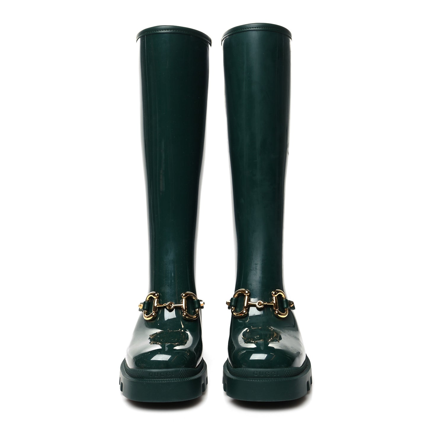 Rubber Horsebit Knee High Boots 37 Vintage Green