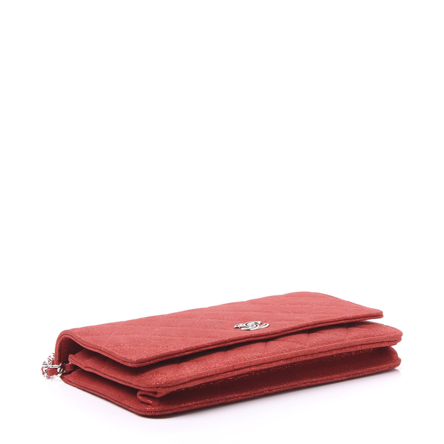 Chanel Metallic Iridescent Calfskin Wallet On Chain WOC Red 3 of 9