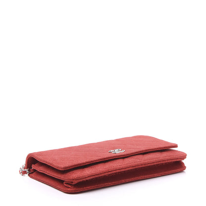 Chanel Metallic Iridescent Calfskin Wallet On Chain WOC Red 3 of 9