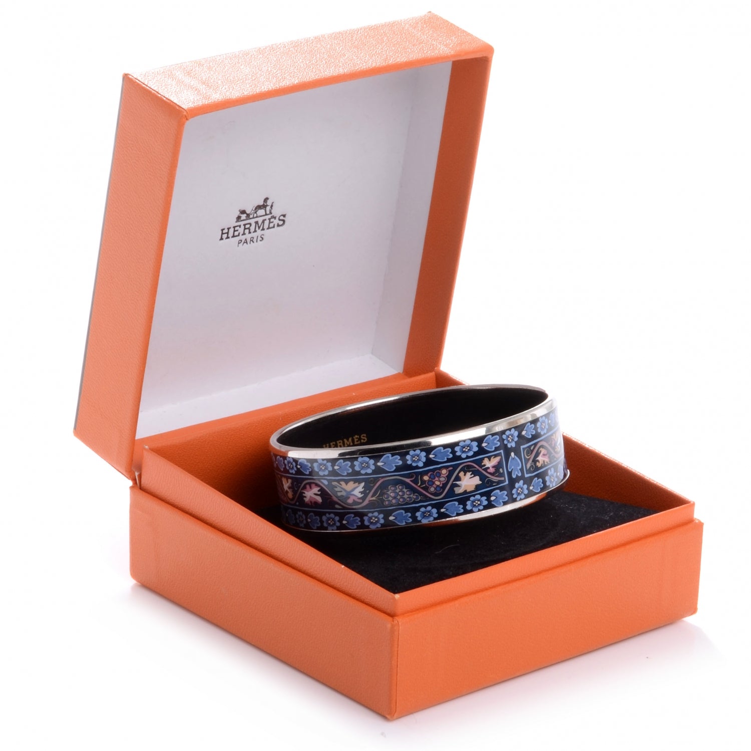 Hermes Enamel Printed Wide Bracelet 65 Bleu 5 of 5