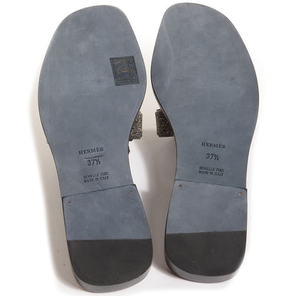 Hermes Suede Goatskin Oran Sandals 37.5 Grey Bleu Crystal Powder 4 of 7