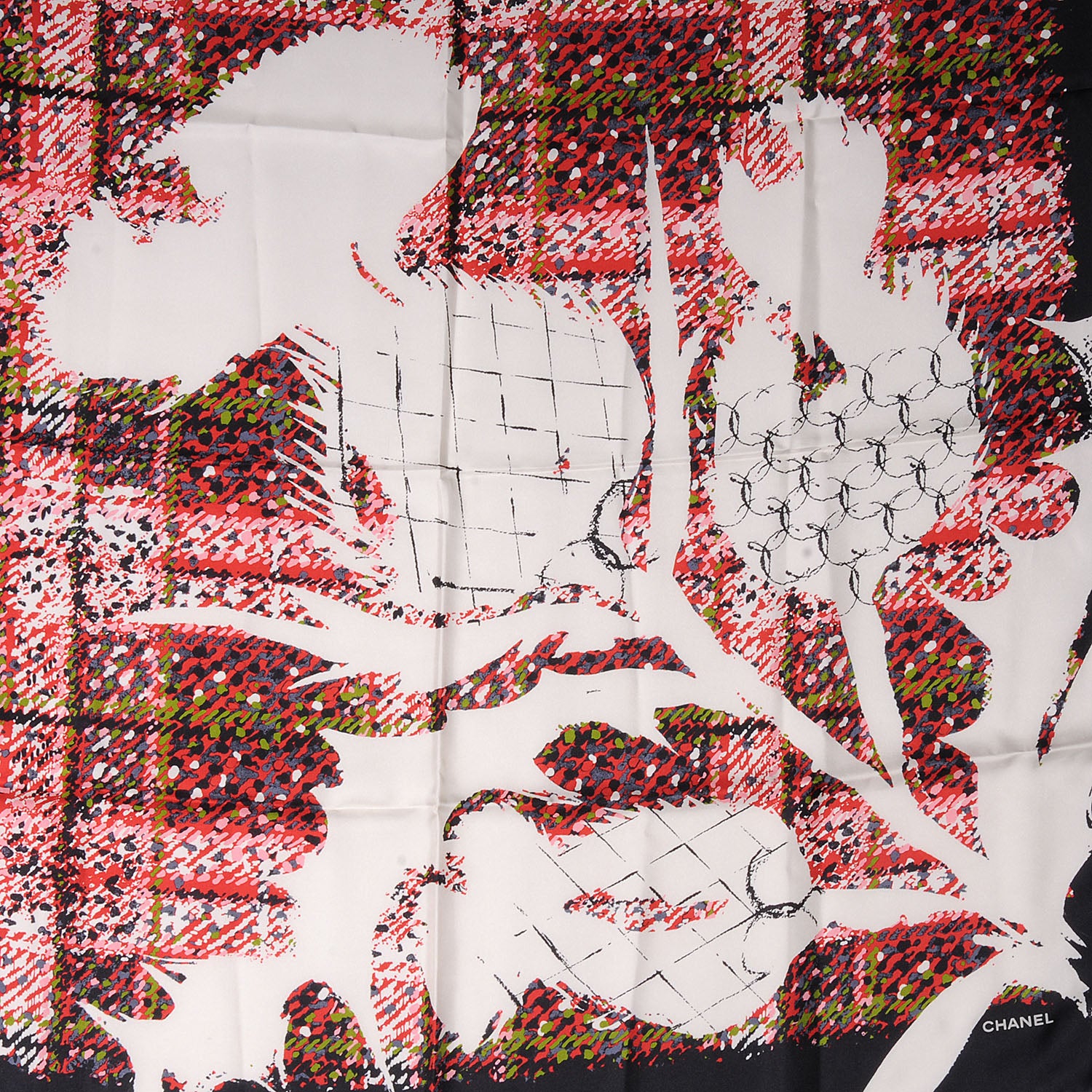 Chanel Silk CC Thistle Square Scarf 1 of 5