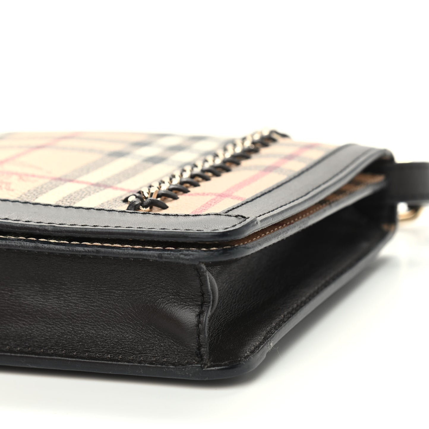 Haymarket Check Stitched Chain Crossbody Bag Black