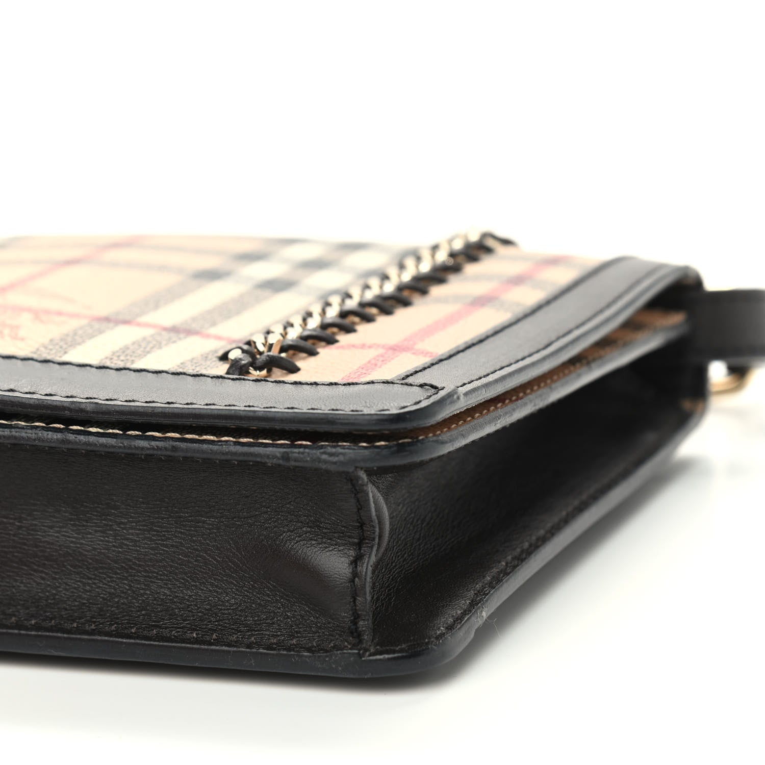 Burberry Haymarket Check Stitched Chain Crossbody Bag Black 10 of 10