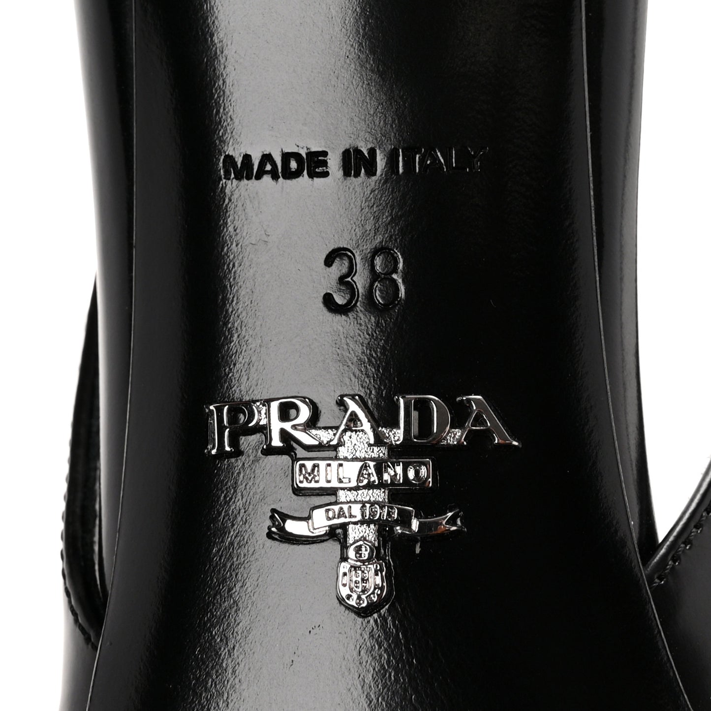 Spazzolato Triangle Logo Pointed Toe 75mm Slingback Pumps  38 Black