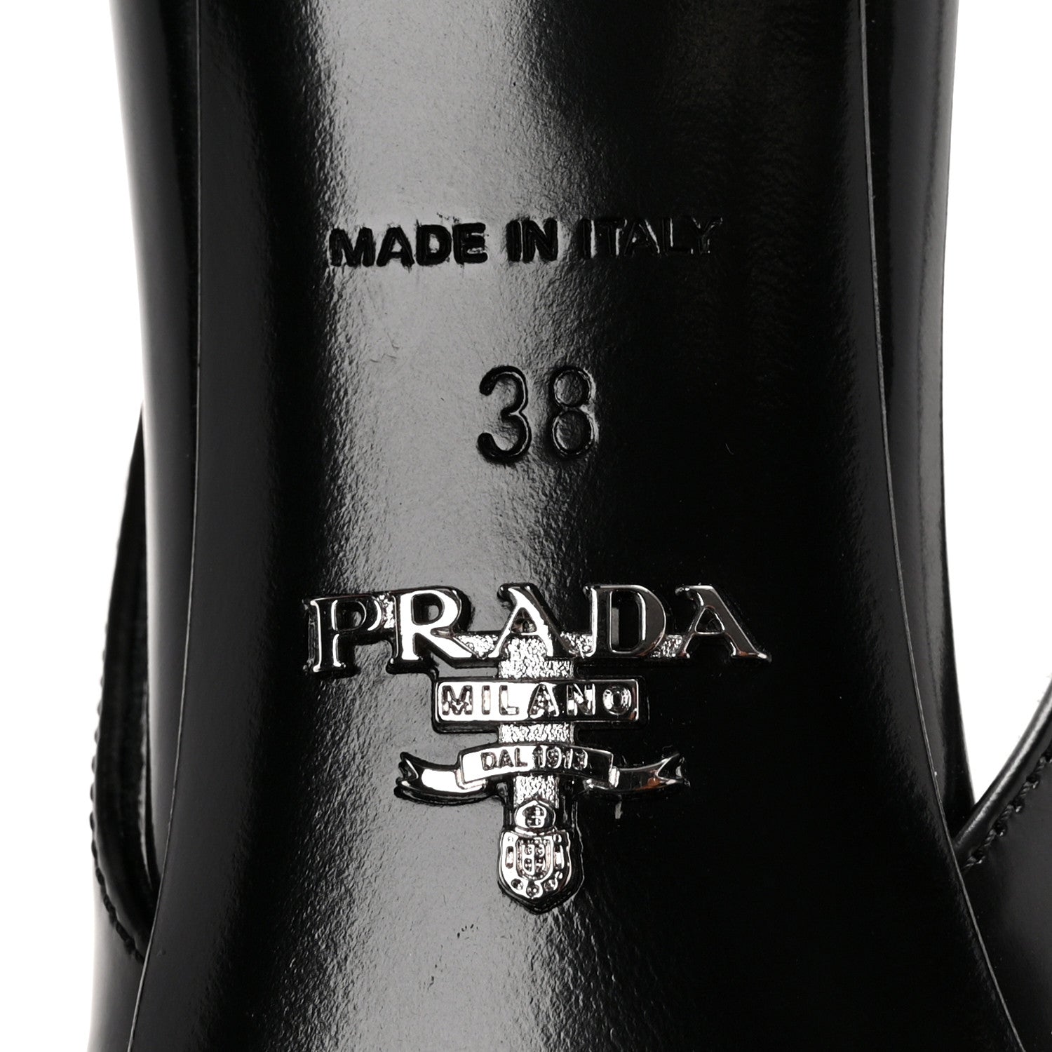 Prada Spazzolato Triangle Logo Pointed Toe 75mm Slingback Pumps  38 Black 8 of 11