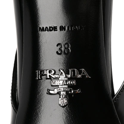 Prada Spazzolato Triangle Logo Pointed Toe 75mm Slingback Pumps  38 Black 8 of 11