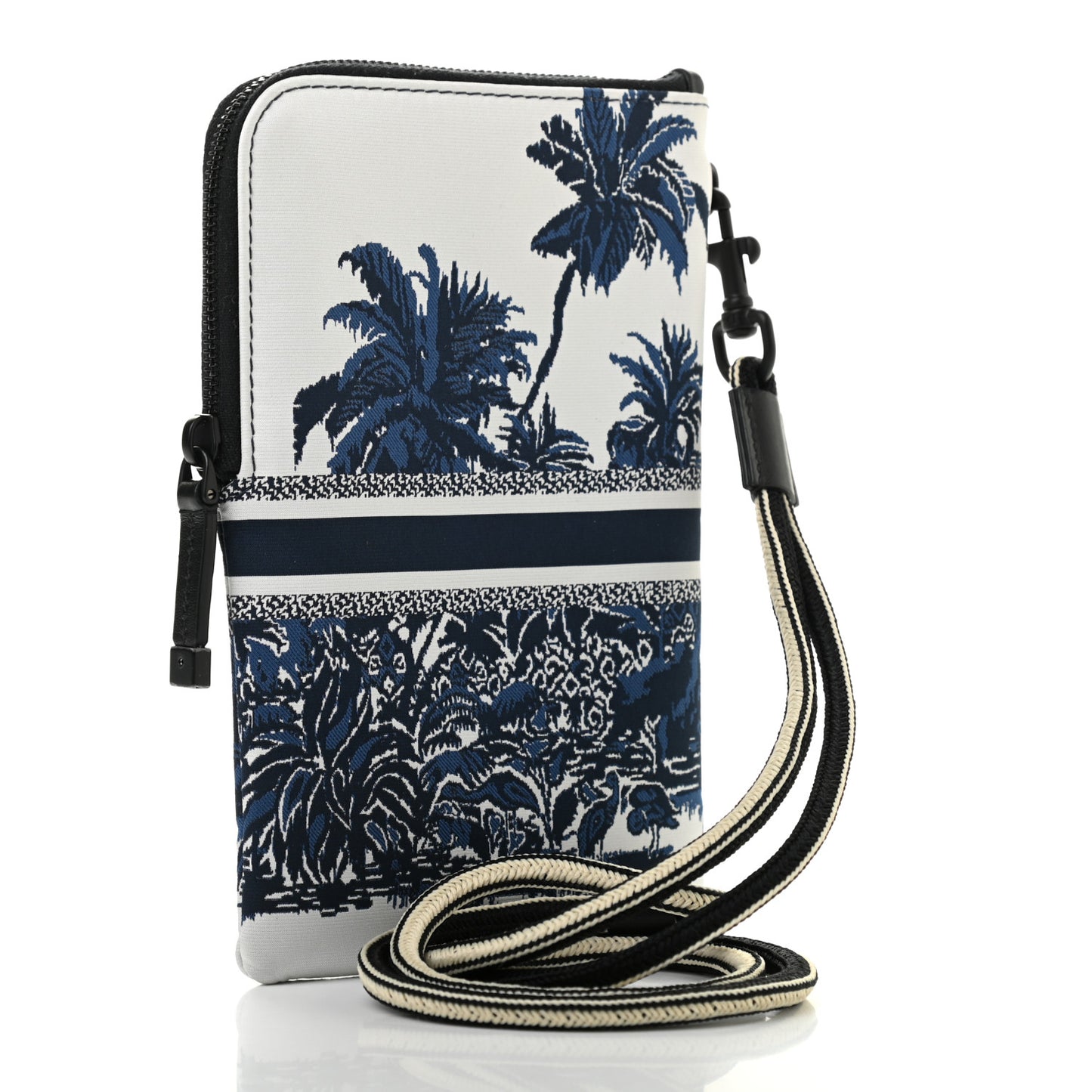 Technical Fabric Embroidered Palm Tree Toile De Jouy DiorTravel Multifunction Pouch Blue