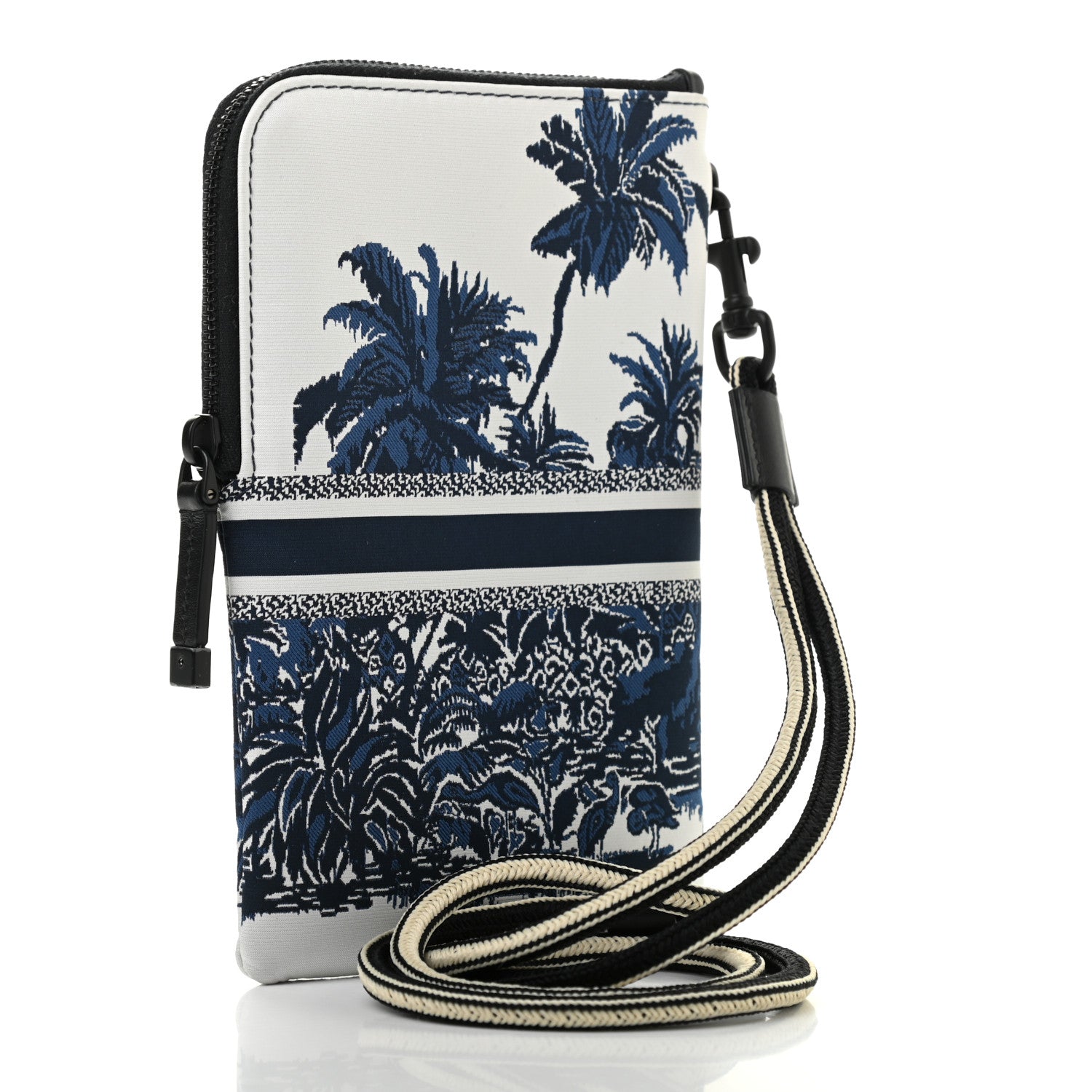 Christian Dior Technical Fabric Embroidered Palm Tree Toile De Jouy DiorTravel Multifunction Pouch Blue 3 of 14