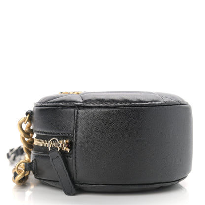 Chanel Shiny Goatskin Quilted Chanel 19 Round Clutch With Chain Black 4 of 11