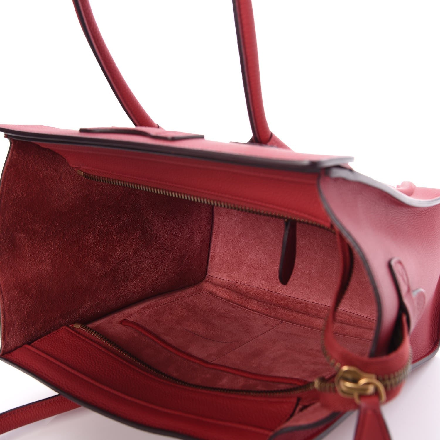 Celine Drummed Calfskin Micro Luggage Red 5 of 9