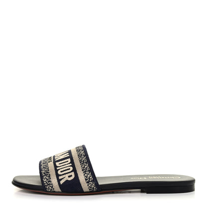 Christian Dior Canvas Embroidered Dway Mules Slide Sandals 36 Deep Blue 1 of 4